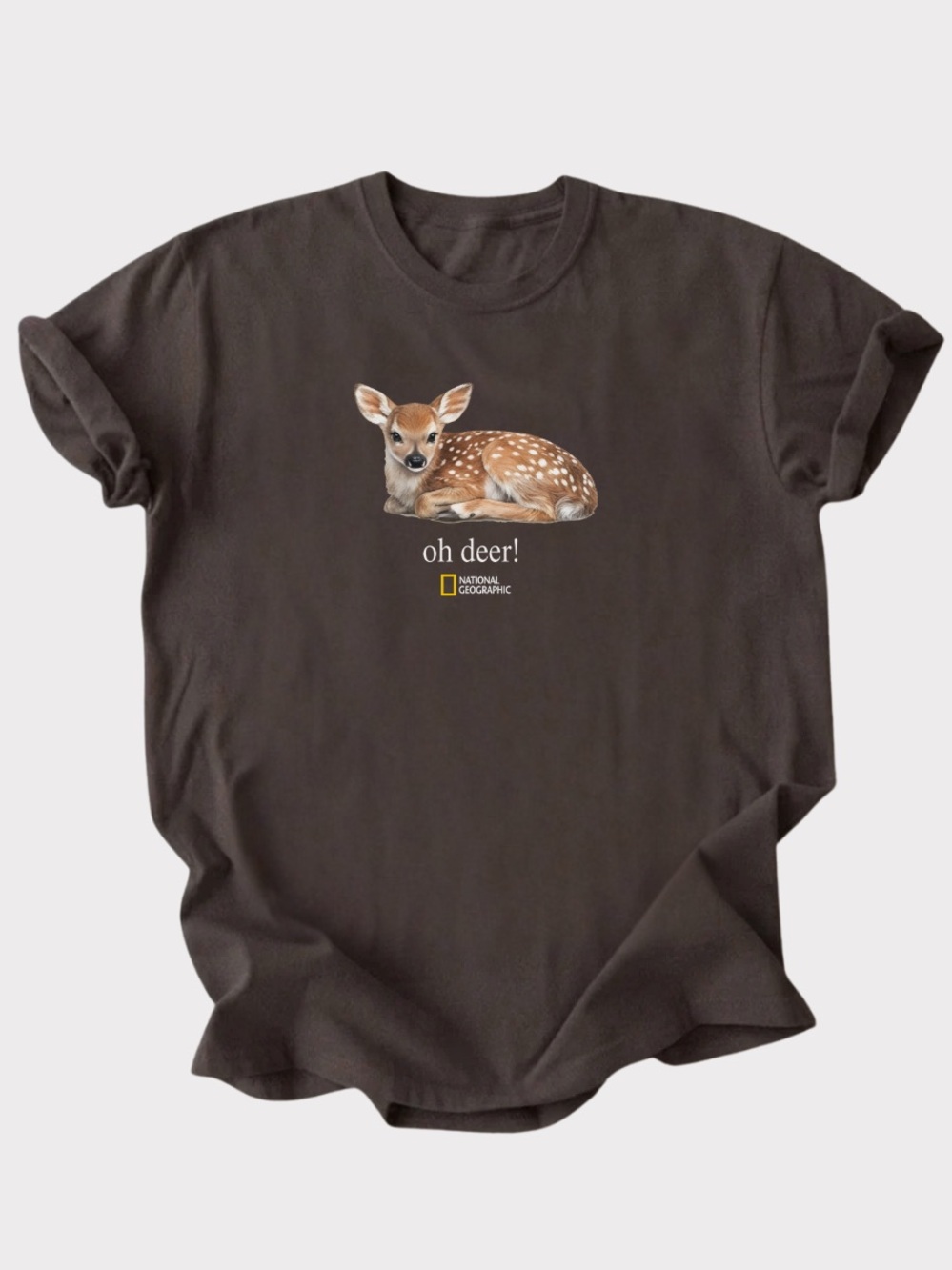 Gildan Brown Short Sleeve Tee with Fawn Graphic